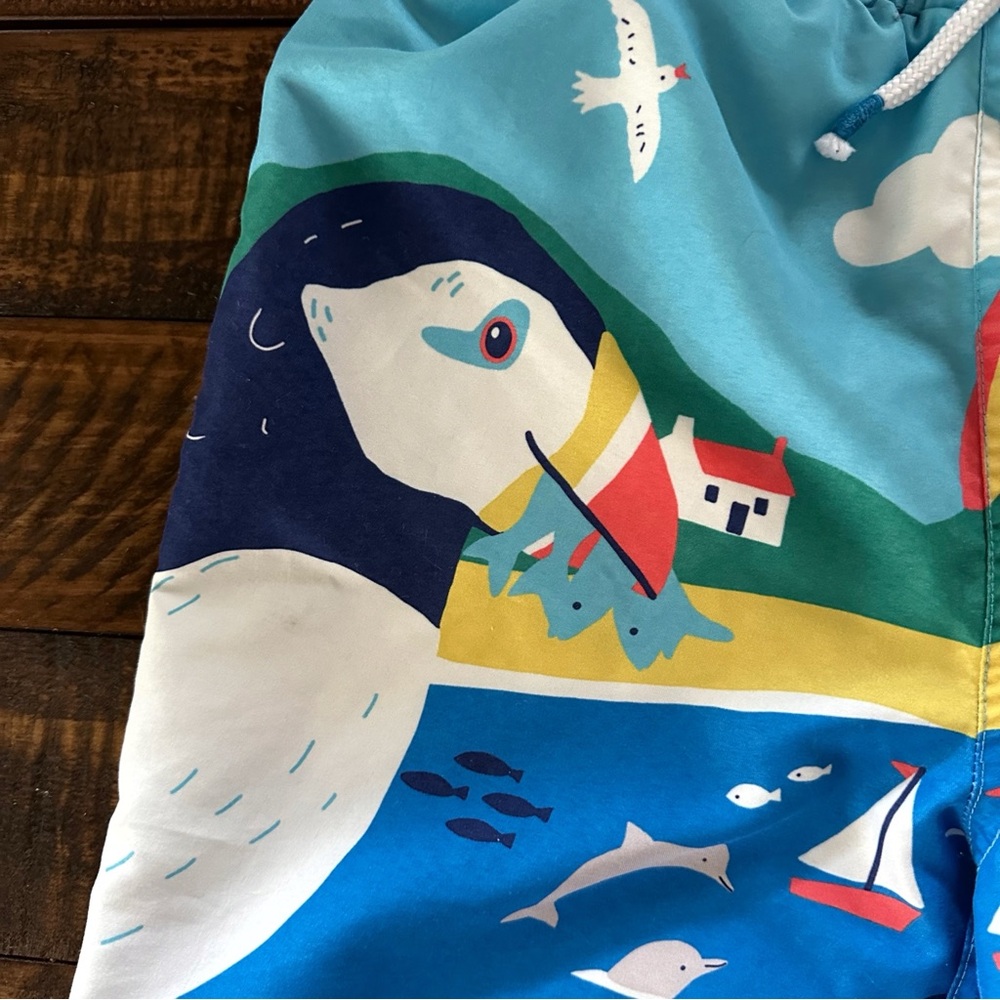 Mini Boden Blue and Yellow Nautical Shorts - Picture 7 of 8